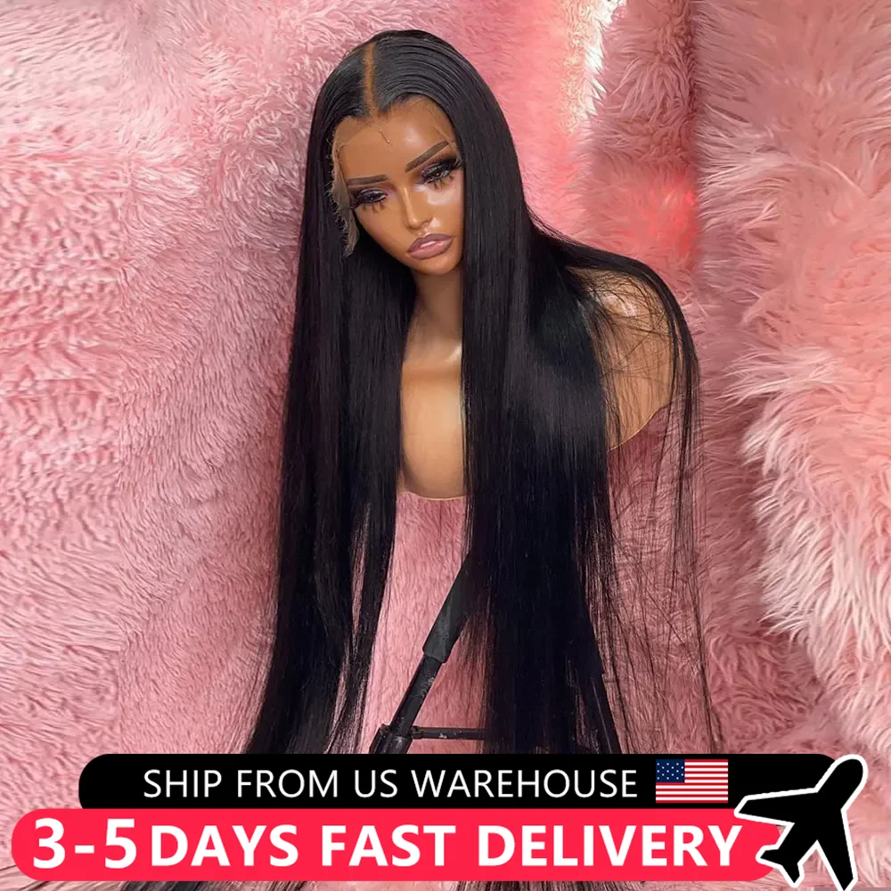 Straight 13x6 Lace Front 100% Human Hair Wigs For Women Preplucked Frontal 34 32Inch Cheap Lace Closure Wig On Sale Clearance