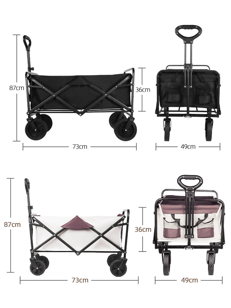 Heavy Duty Large Capacity Folding Wagon Shopping Beach Garden Pull Trolley Collapsible Folding Outdoor Portable Utility Cart