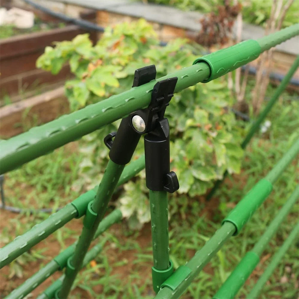 Kit de soporte de jardinería de 11mm, Clip de conector de enrejado de plantas de estaca de jardín, Conector de planta de plástico, Clip de hebilla