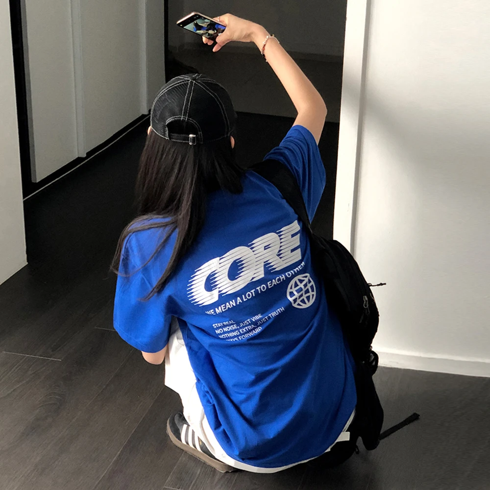 [NIKKA] Camiseta unisex de manga corta con cuello redondo y estampado Core