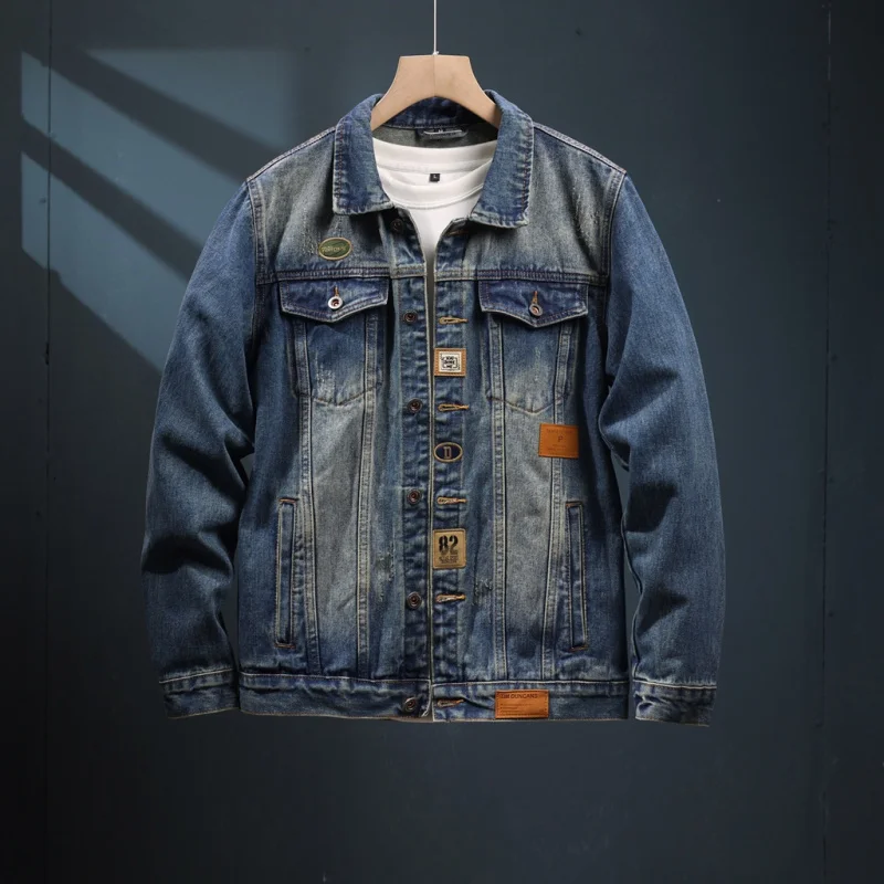 

Washed Denim Jacket Men's American Style Trend Retro Street Distressed Tooling High-End Casual Nostalgic Autumn Clothes