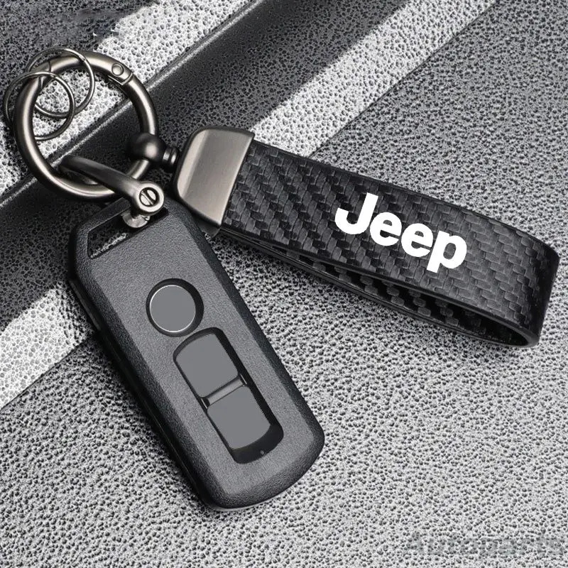 Car Carbon Fiber Style Keychain Car Leather Key Chain Ring For Jeep Grand Cherokee Wrangler Renegade Commander Compass Gladiator