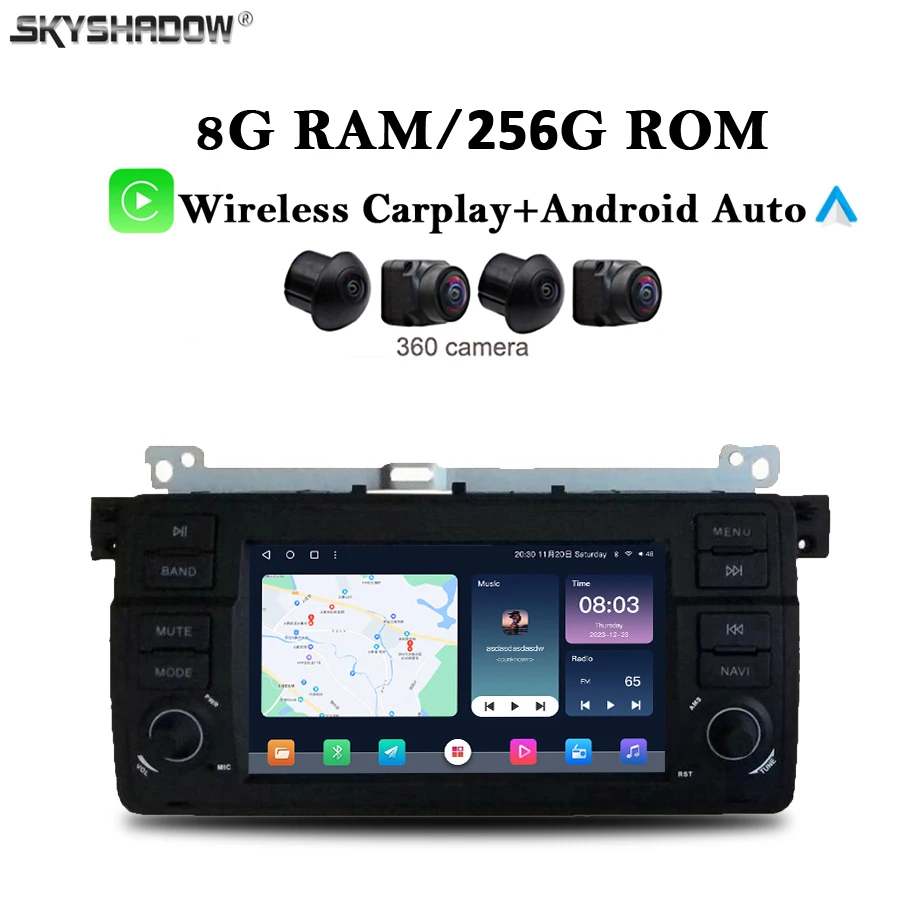 Carplay Auto Android 13.0 8G+256G DSP IPS Car multimedia DVD Player GPS WIFI Bluetooth RDS Radio For BMW 3 E46 M3 Rover 75 MG