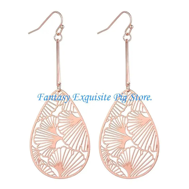 Fishhook Dangling Earrings with Openwork Teardrop Pendants, Radiating Detail and Copper Construction for Gatherings 