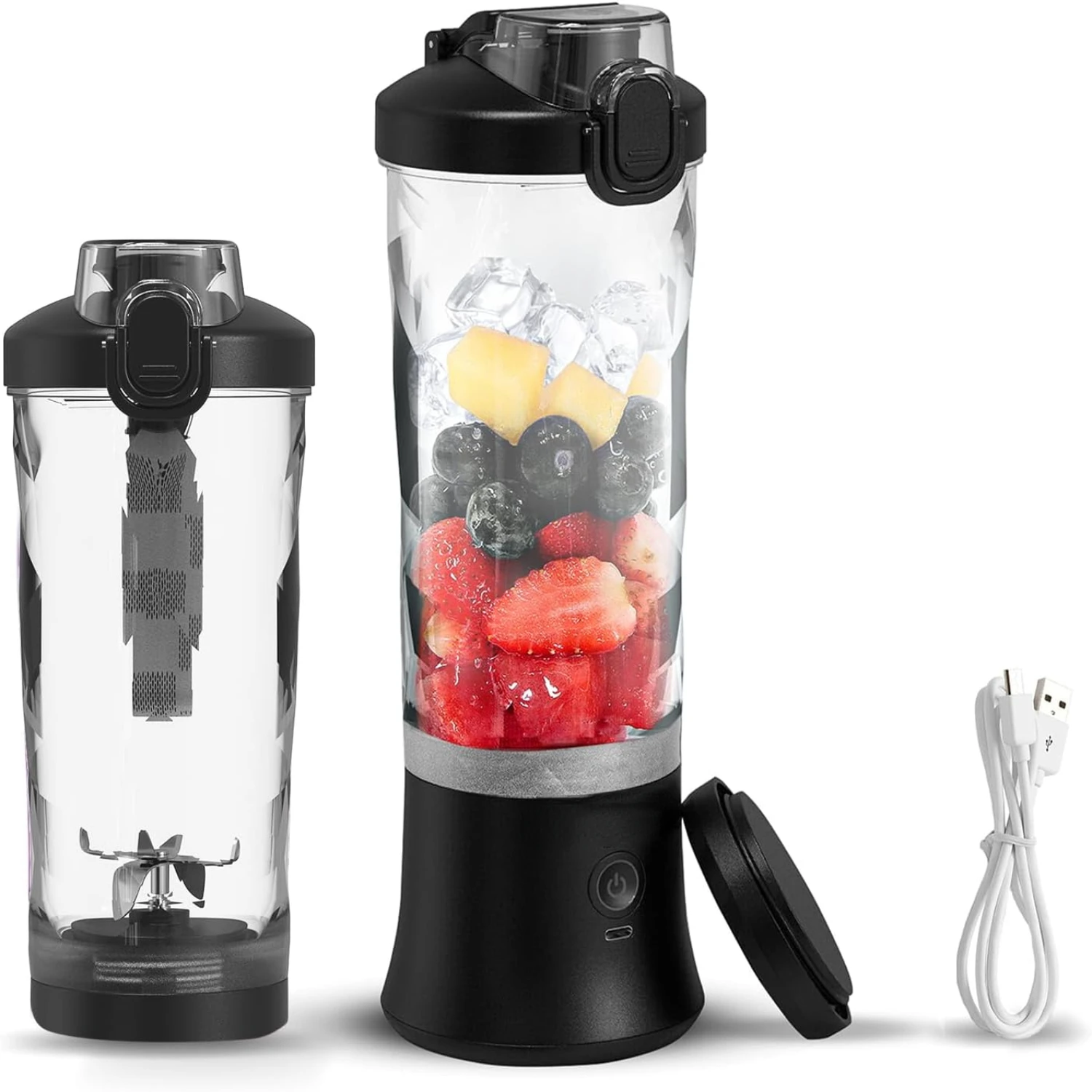 

Compact and Portable Personal Blender for Smoothies and Shakes - 20 oz (600 mL) Travel Blender with Type-C USB Rechargeable Mini