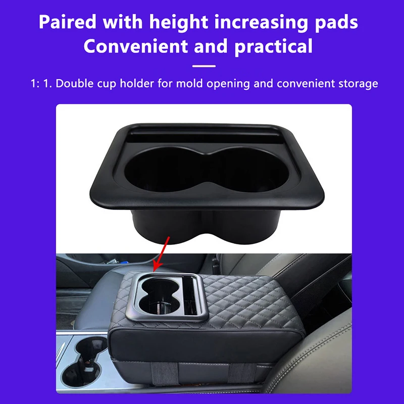 【L】Car Cup Holder Center Console Armrest Pillow Universal Water Cup Holder WithCell Phone Storage Holder CarInterior Accessories