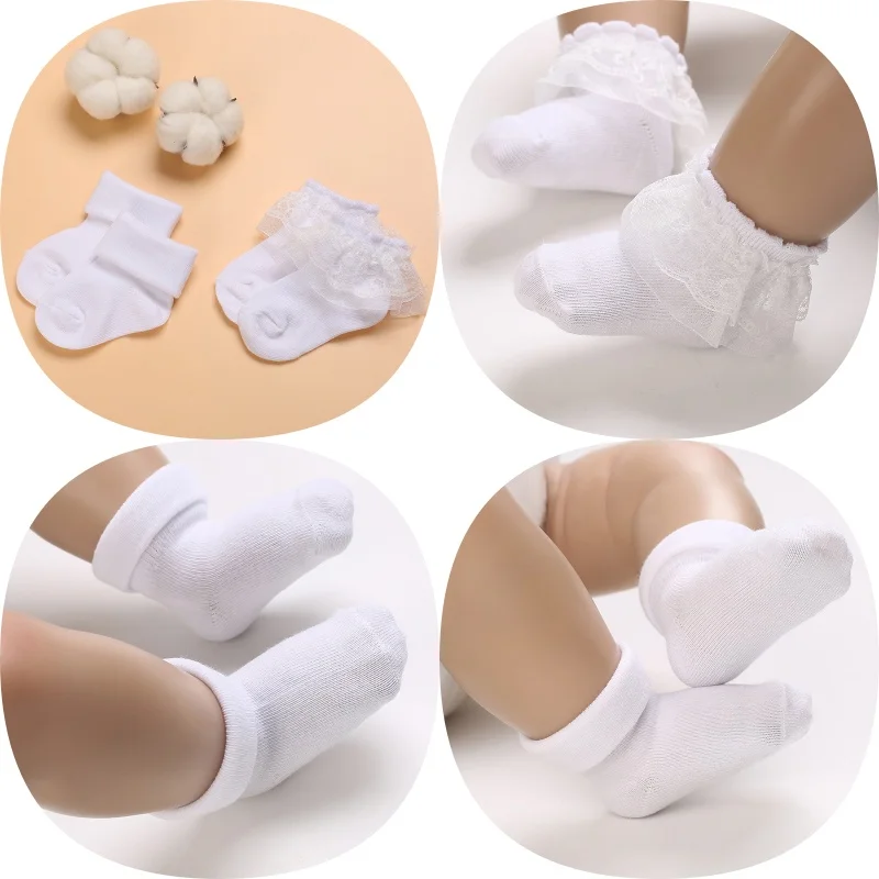 4 Paires De Chaussettes Blanches En Coton Polyvalentes Et Adorables Pour BéBéS De 0 à 1 An, Pour GarçOns Et Filles.-image