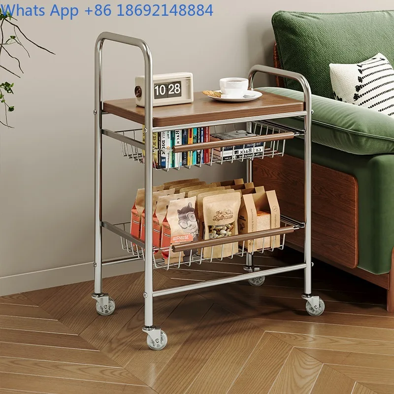 

Подвижный приставной столик для закусок в винтажном стиле, небольшая тележка, стеллаж для хранения, домашняя гостиная, простой шкаф для хранения