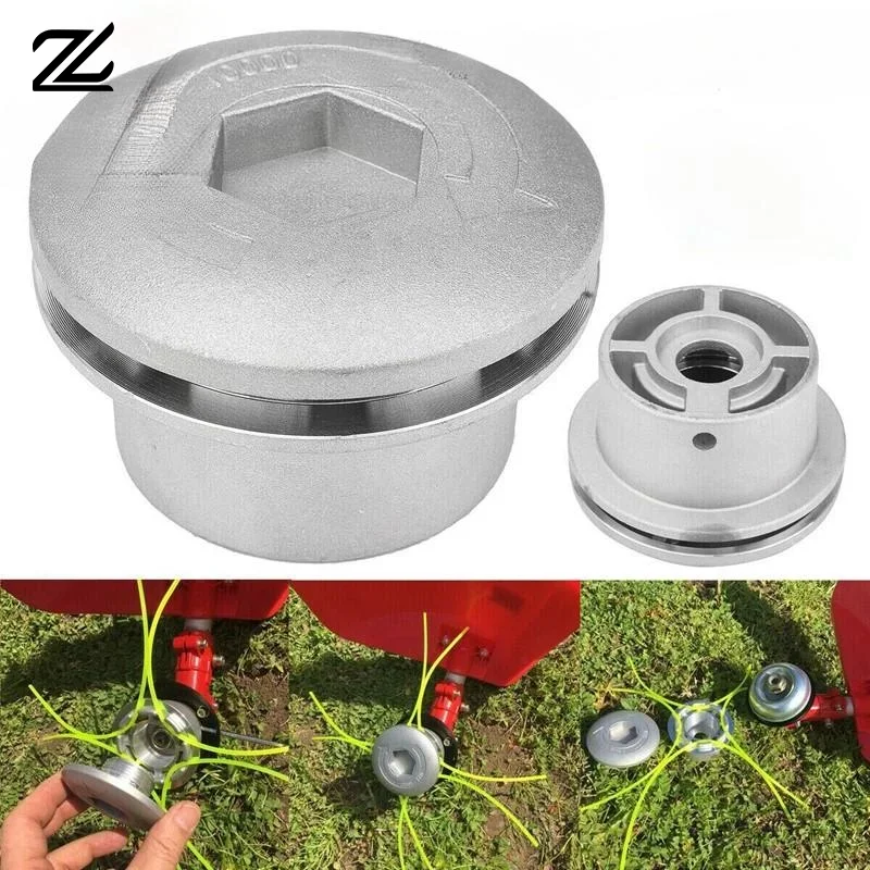 Universal Aluminum Grass Trimmer Head With 4 Lines Brush Cutter Head Thread Nylon Grass Cutting Line Head For Lawn Mower Silver