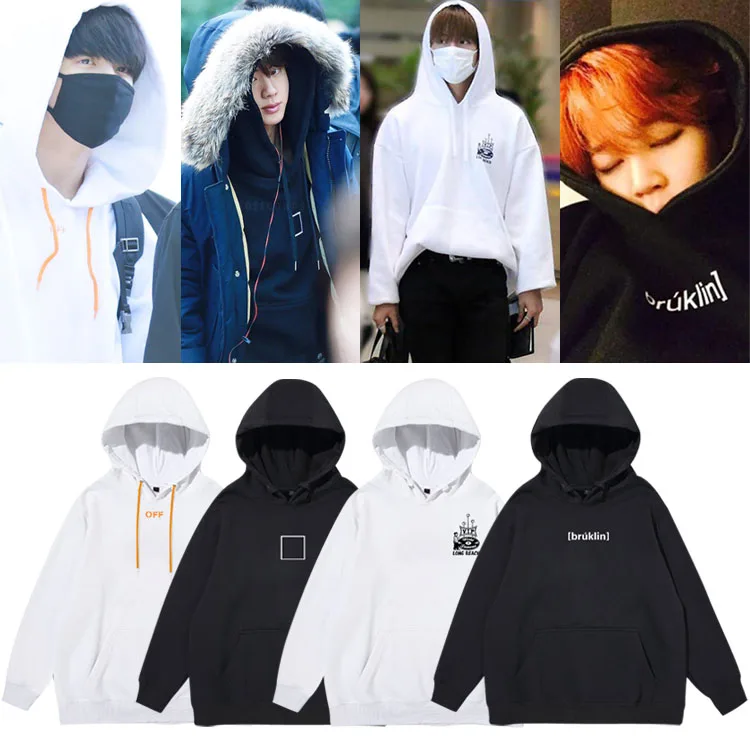   เสื้อฮู้ด Jin Suga Namjoon ทรงหลวม สไตล์สตรีท แขนยาว ผ้าฝ้าย คอกลม พร้อมกระเป๋าจิงโจ้