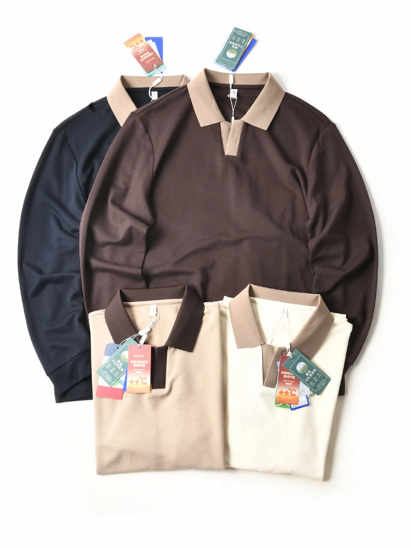 New American Style Loose Casual Color Block Long Sleeve  Shirt T-Shirt Men's Autumn Fashion Cotton Linen Blend Knitted Top