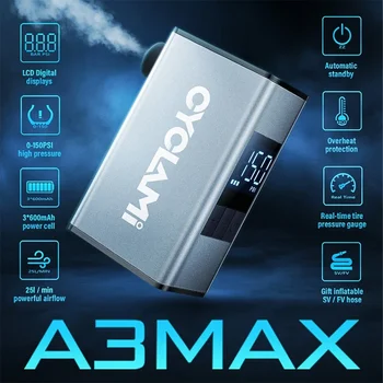 Cyclami a3 max portátil bomba de bicicleta elétrica recarregável digital psi pressão pneu inflator estrada mtb acessórios da bicicleta