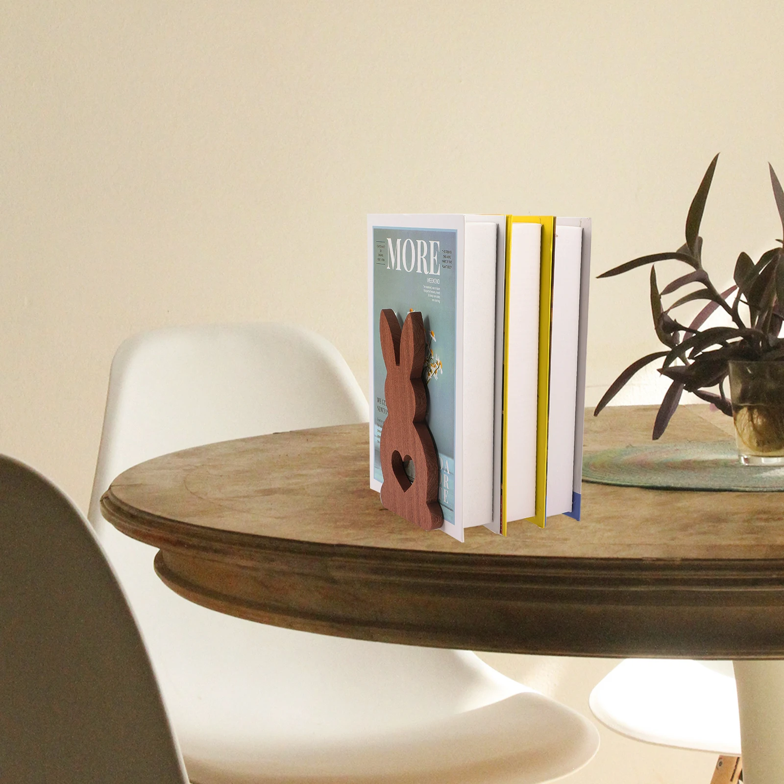 

Rabbit Shaped Wooden Bookend Desktop Decoration Non-Slip Book Stand For Office Study Room Shelf Organizer Animal Shaped