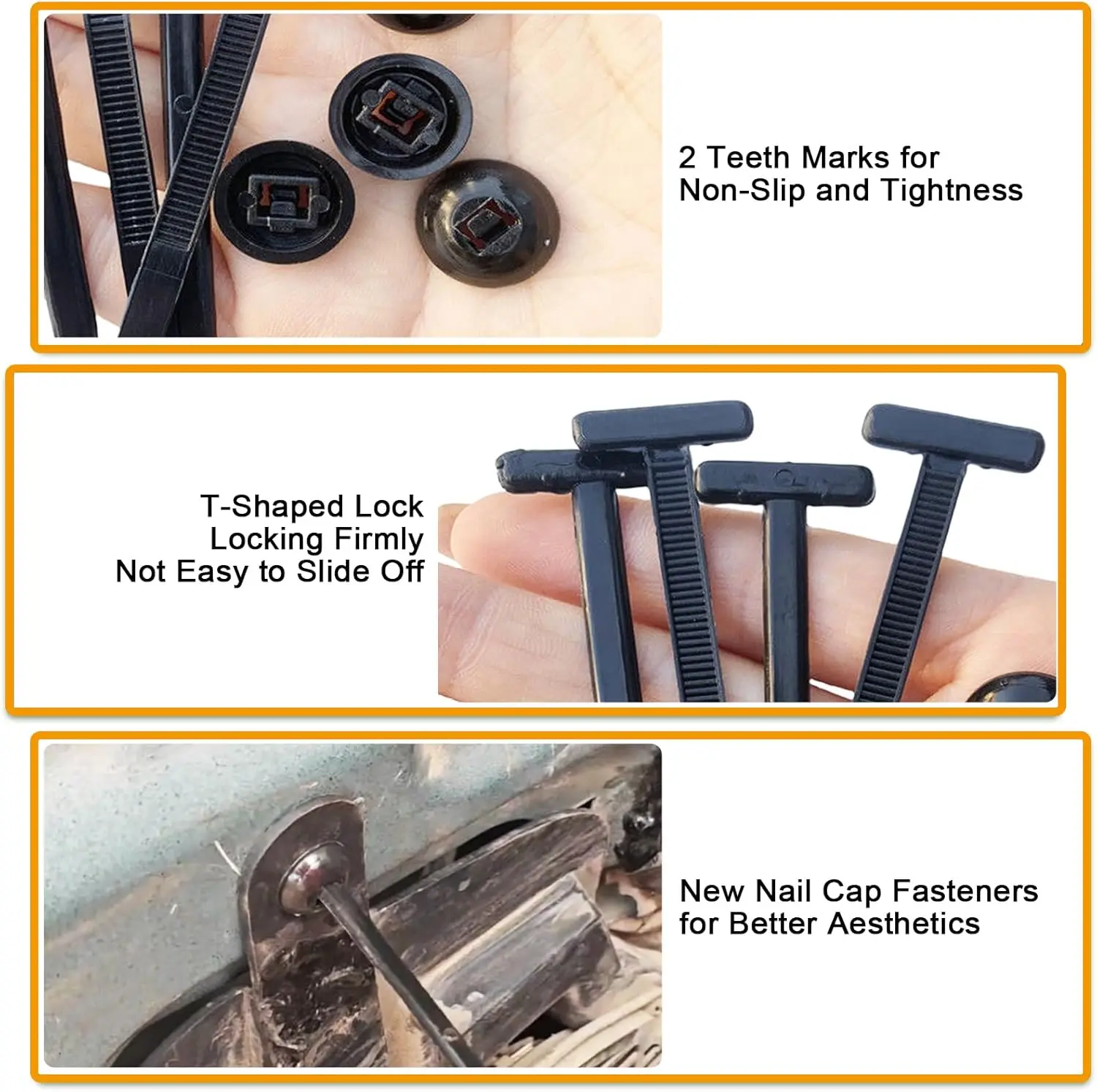 Resistant Cable Tie Buckle T-Handle Disposable Fastener Clip Multi Quantity Sets for Auto Car Wire Harness Indoor Outdoor Fixing