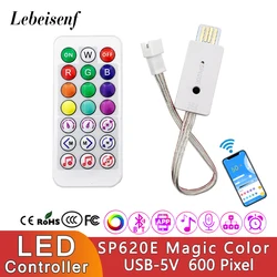 SP620E USB Bluetooth Music Pixel LED Controller 5V Smart dream Color WS2812B luci di striscia indirizzabili RF Wireless Remote Dimmer