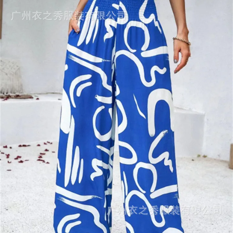 Summer Women's Fashionable Printed Loose Pants 2025 Casual Comfortable Printed Wide Leg Pants Casual Pants For Women