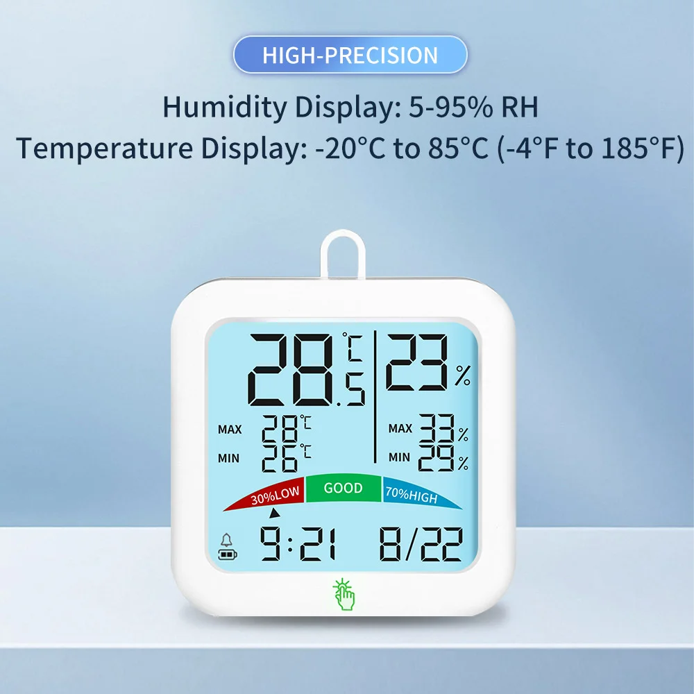 Digital Thermo-Hygrometer With Alarm Function Plastic Wall Clock With Humidity And Temperature Monitoring