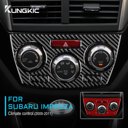 Fibra de carbono Real para Subaru Impreza 2009 2010 2011, accesorios de Control de clima de aire acondicionado Interior de coche, embellecedor Interior