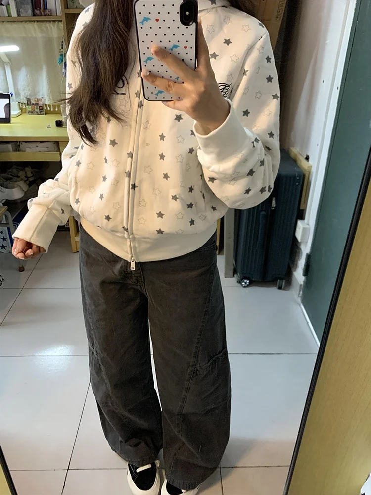

Spring Autumn Women's Cardigan Sweatirt Embroidered Wings ort Hoodie Jaet Casual Comfortable Loose Fit Faionable