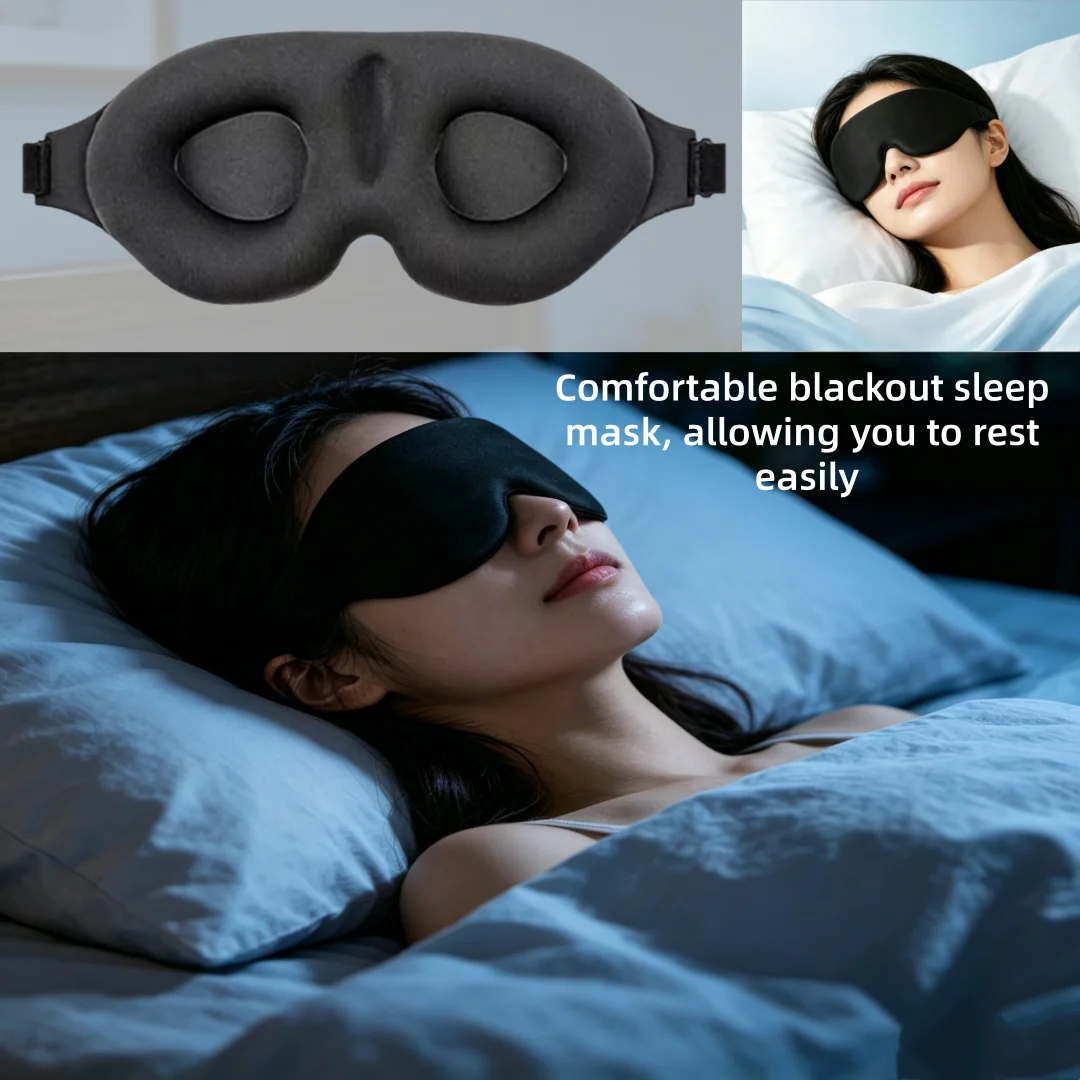 Antifaz para dormir, con contorno 3D sin presión en los ojos, antifaz opaco, con ajuste adaptable para vuelos, viajes y siestas