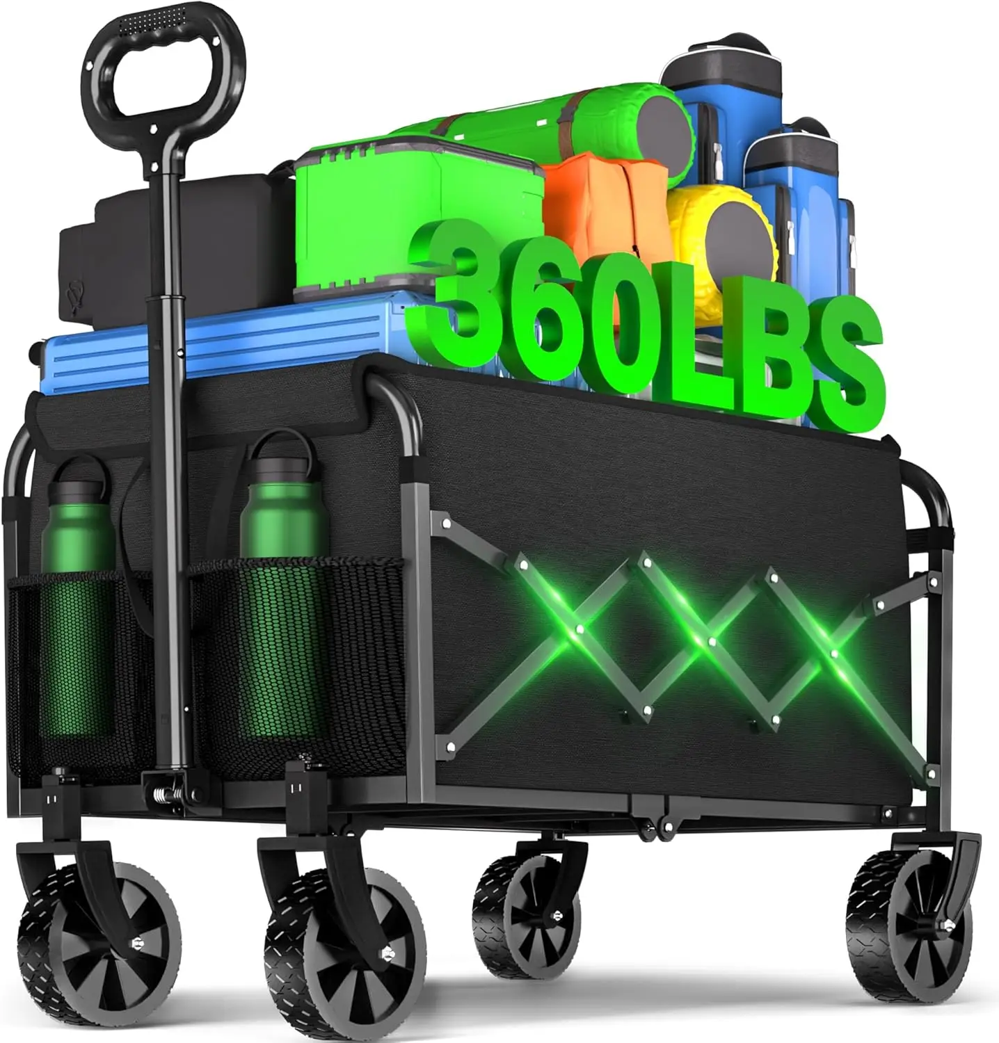 

Складная тележка-тележка с колесами, портативная универсальная тележка для кемпинга, покупок, сада, черная