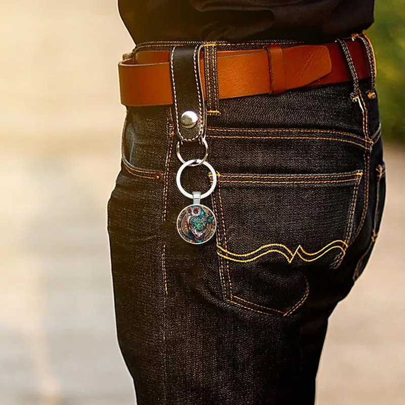 Chaveiro coruja dos desenhos animados saco pingente pequeno carro chave acessórios para crianças adultos portátil mochila bolsa ornamento charme