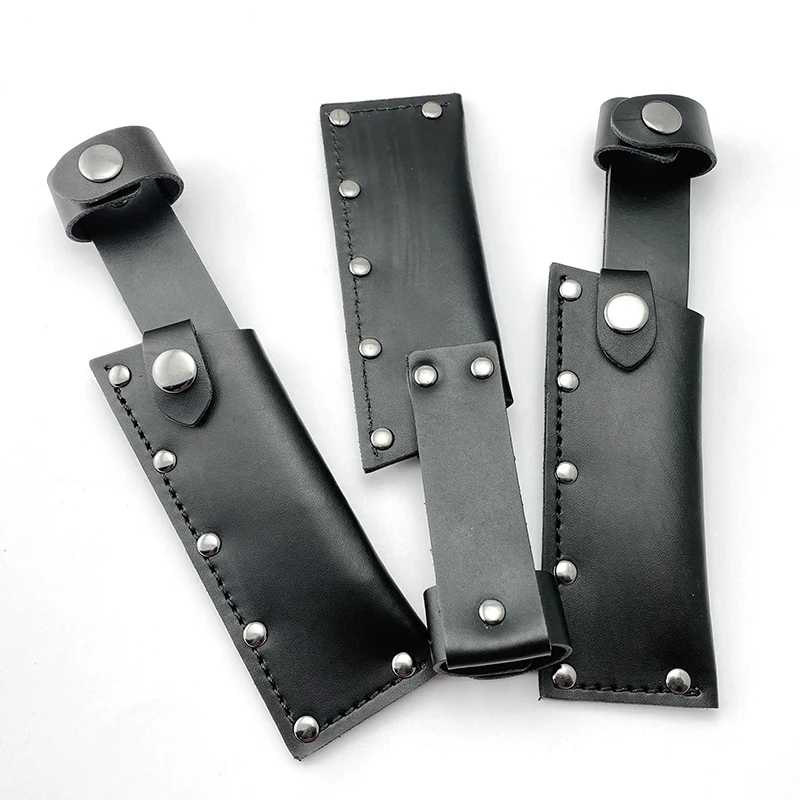 1-częściowa czarna pochwa ze skóry PU z miedzianą klamrą, mała, prosta pochwa do noża na zewnątrz