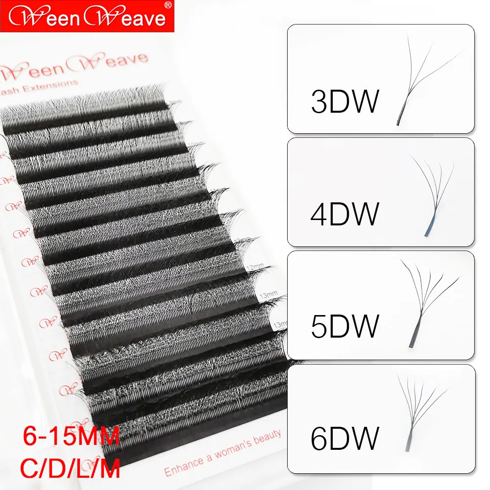 WeenWeave Wimpern W 3D 4D 5D 6D 7D Wimpernverlängerung W-Form C/D Curl 0,07 mm Volumen Make-up Faux Mink Lashed