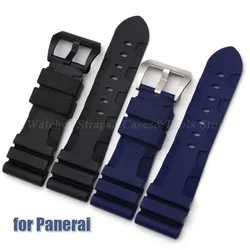 22mm 24mm 26mm Silicone Watch Strap for Panerai for SUBMERSIBLE PAM441/351/111 for Omega Men Rubber Bracelet Watch Replacement