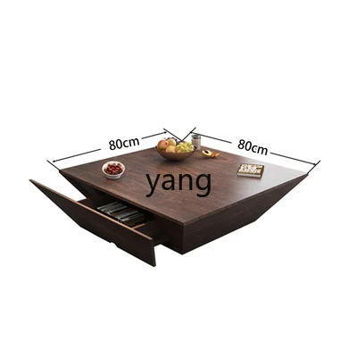 LMM, Simple Modern Living Room Small Apartment Personality Creative Solid Wood Lacquered Square Coffee Table