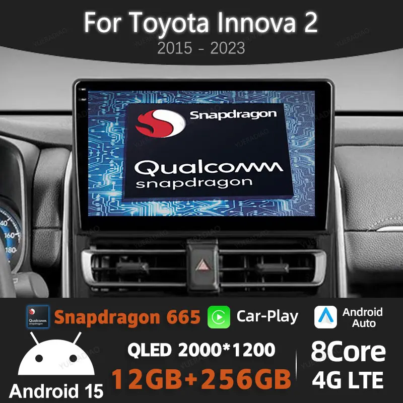 

Android 15 Car Radio For Toyota Innova 2 2015 - 2023 Multimedia Video Player Qualcomm QLED Head Unit 2DIN GPS NAVI BT 4G WIFI