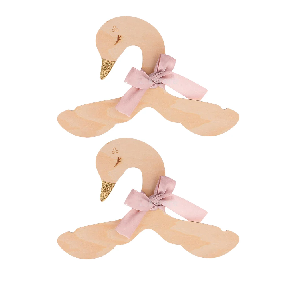 

2Pcs Bowknot Clothes Hangers Swan Shape Kids Room Decor Wood Coat Rack Handmade Storage Save Space Wardrobe Closet