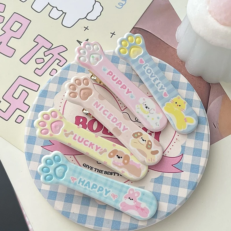 Exclusivo Cartoon Puppy Cat Hairpin para mulheres e meninas, doce grampo versátil, clipe lateral, acessórios de cabelo, presentes para crianças