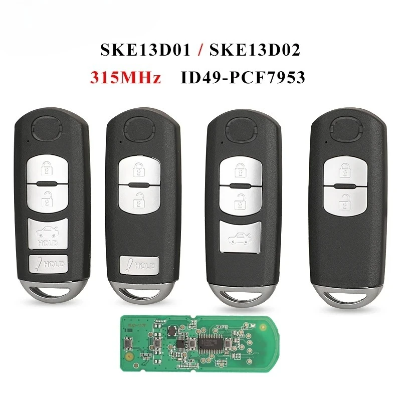 315MHz ID49 Chip SKE13D-01 SKE13D02 2/3/4BTN Smart Remote Key Fob for Mazda 3 6 MX-5 Miata 2013-2019 Mitsubishi System