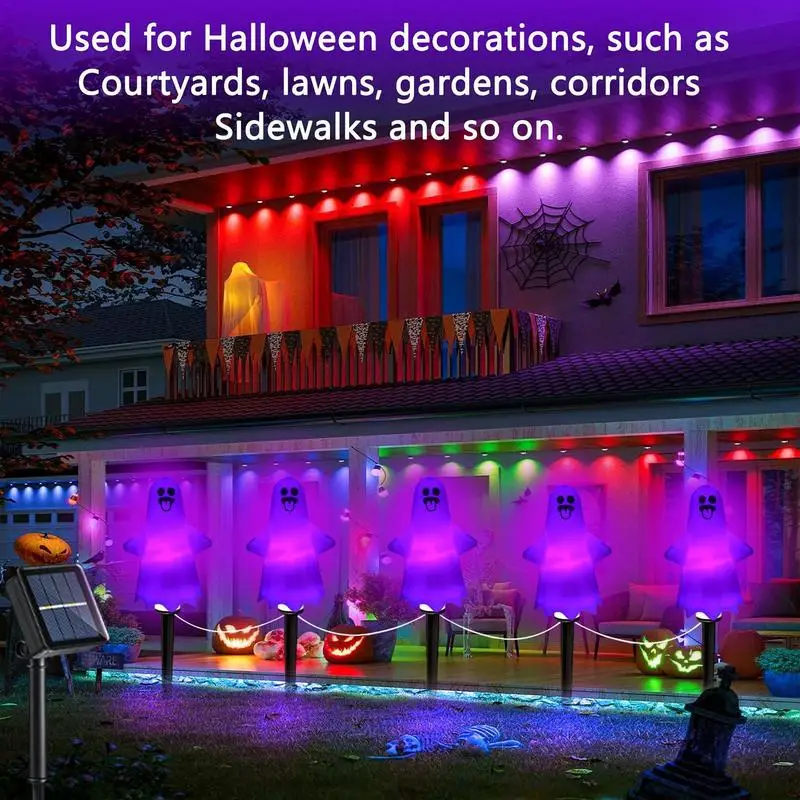 

Halloween Pathway Markers Lights Waterproof Solar Ghost Stake Lights Ghost Pathway Lights Halloween Ghost Decorations Outdoor