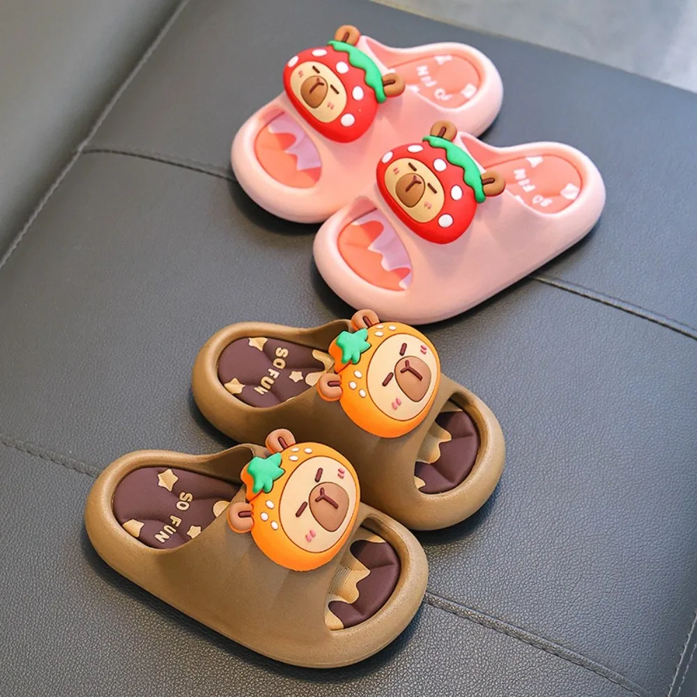 Chinelos de bebê pvc capivara crianças chinelos plataforma macio dos desenhos animados animal chinelos antiderrapante confortável crianças casa sapatos meninos