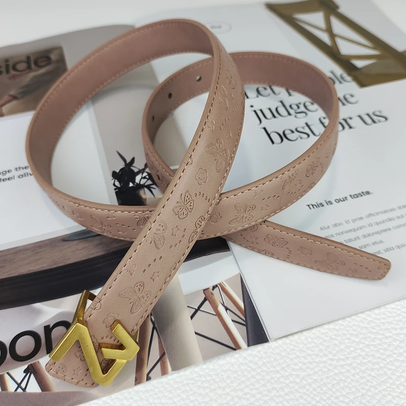 

Women's belt with zv buckle, light luxury, simple and high-end, versatile women's belt