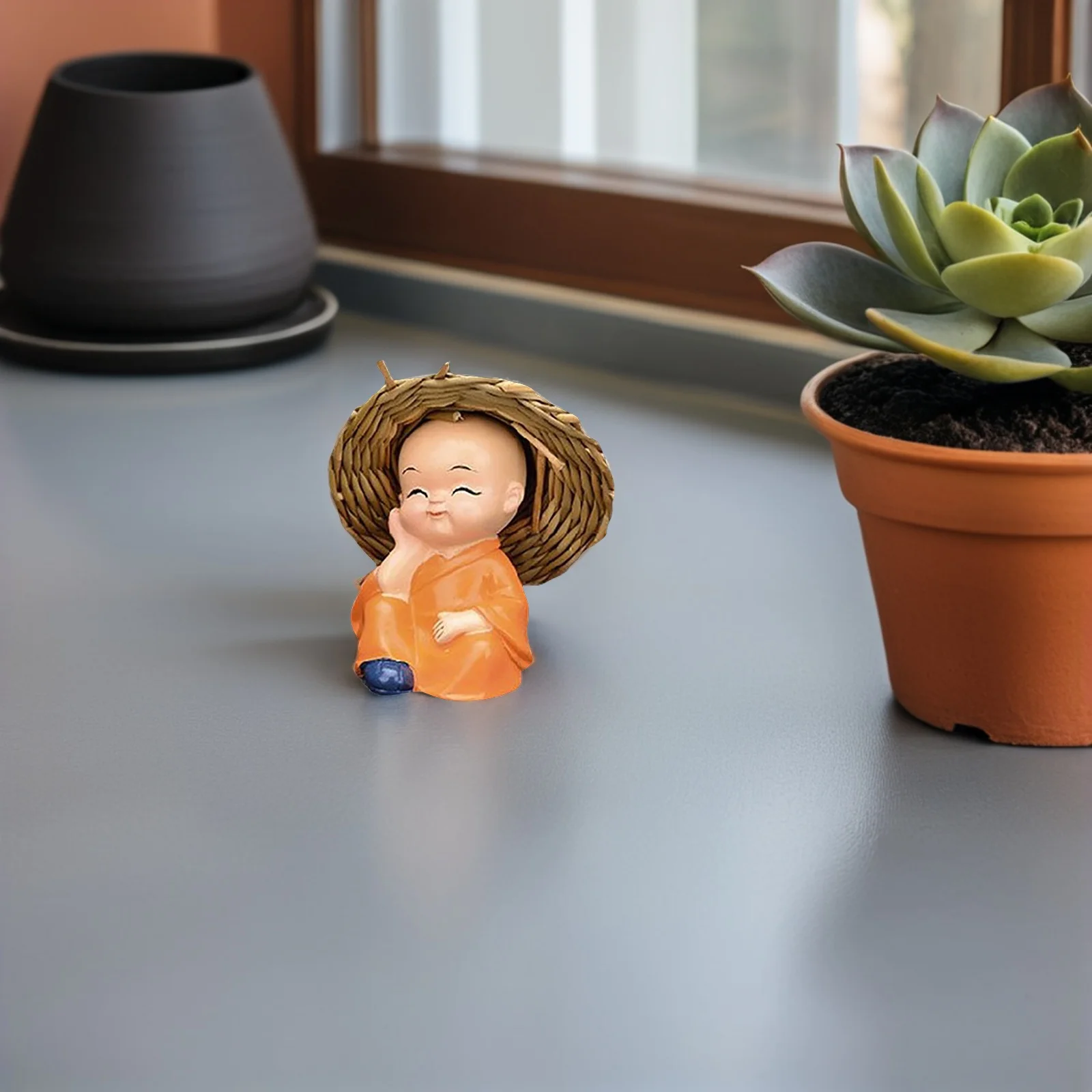 

4pcs Car Monk Resin Lovely Little Monks Craft For Home Decor Adorable Bonsai Mini Garden Decorations