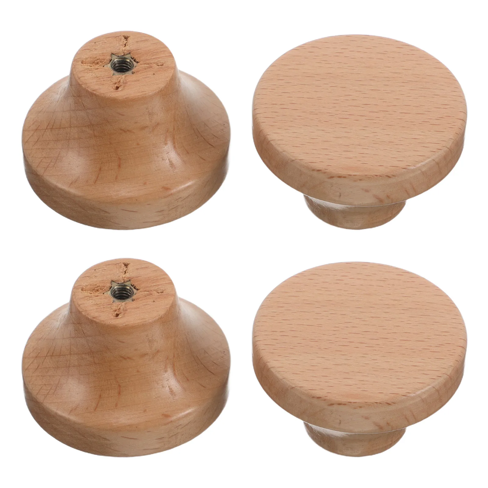 

6Pack Wooden Cabinet Handles Round Solid Wood Drawer Pull for Rustic Furniture Dresser Cabinet Door Decorative Hardware