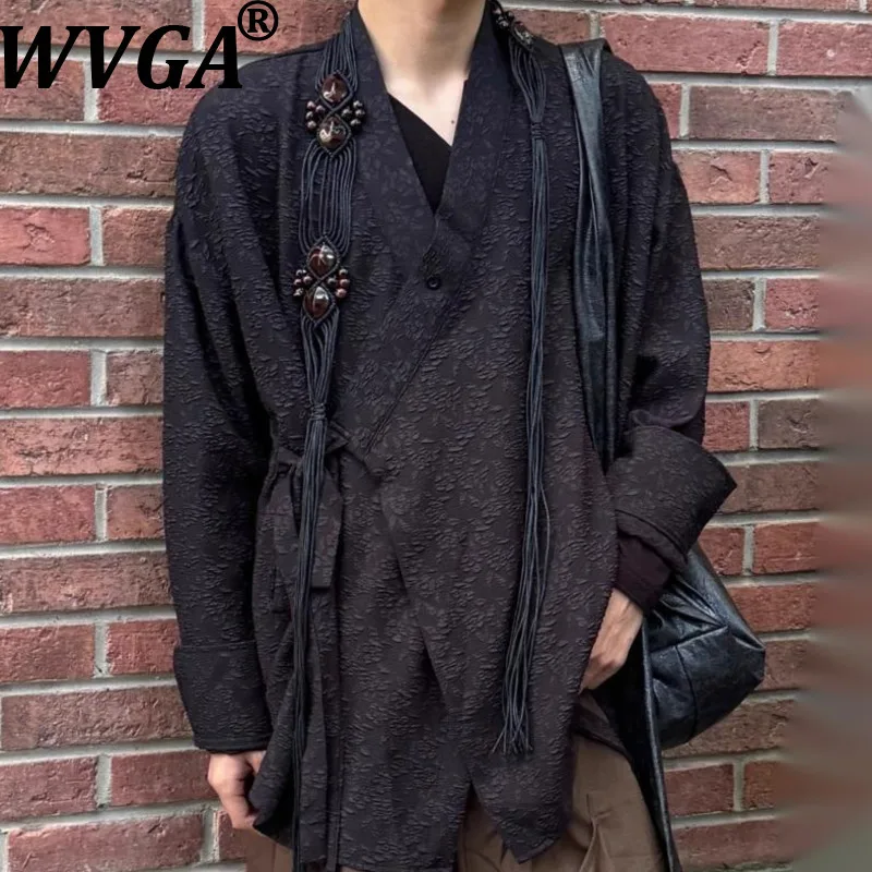 

WVGA Summer New Man Tide Yamamoto Style Floral Embroidery Trendy Chinese Style Short Sleeve Shirts Niche Chic Casual Tops W21163