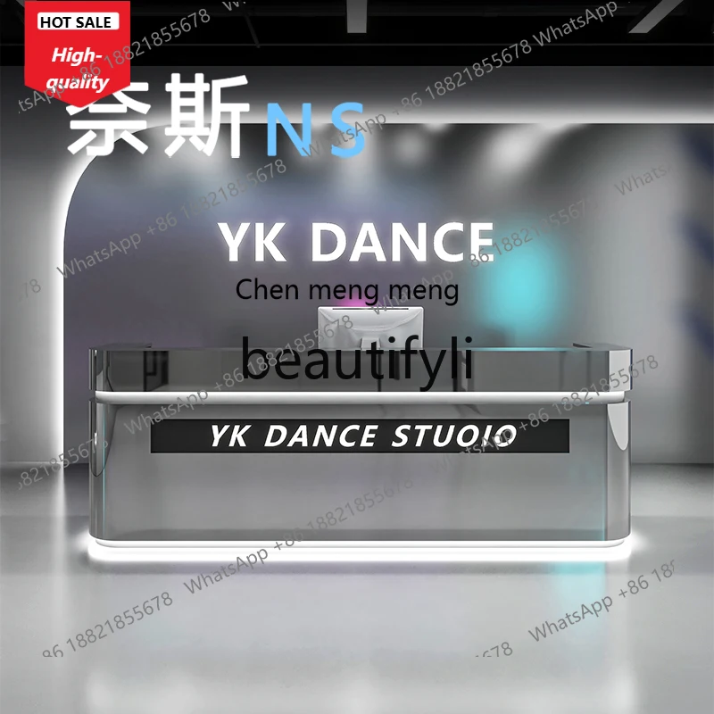 C45 Light luxury stainless steel clothing store checkout page Barber shop Premium beauty salon front desk