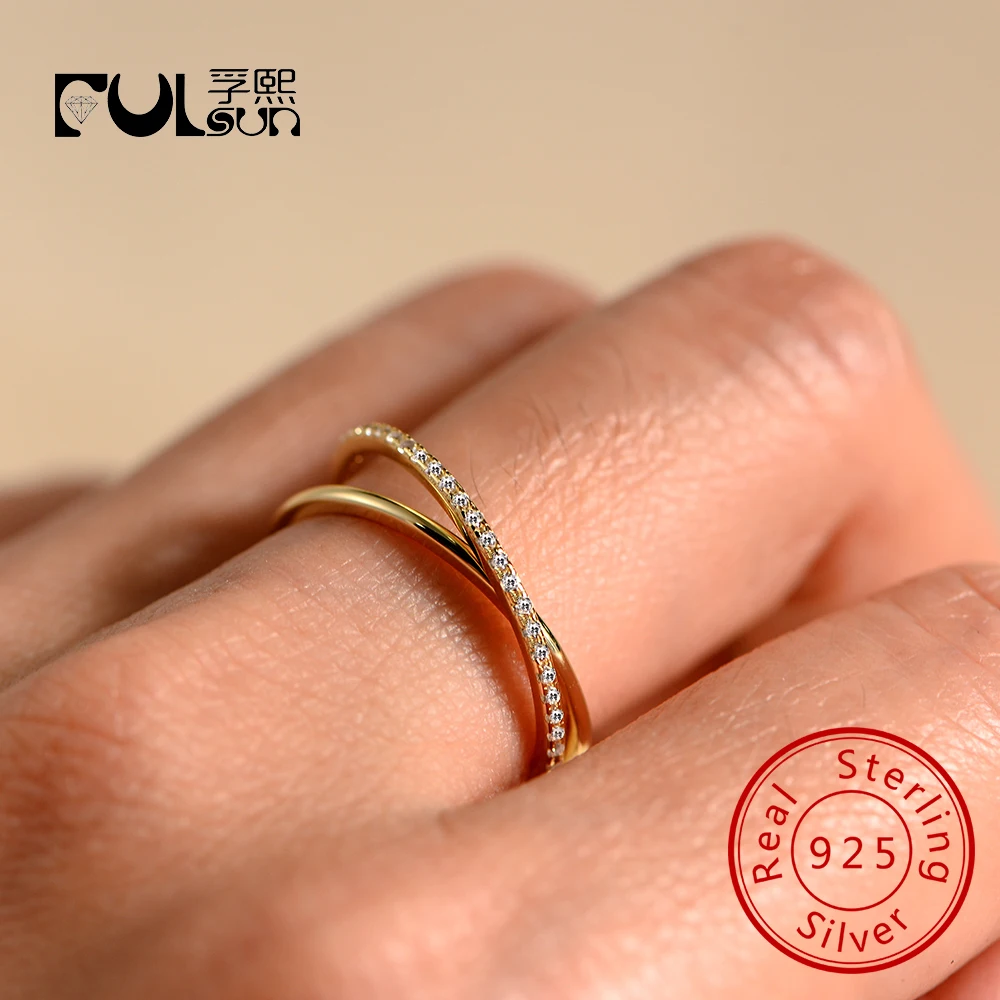 

Modern Style Design Is the Most Popular Affordable High Quality Diamond Engagement Couple Double Circle Ring