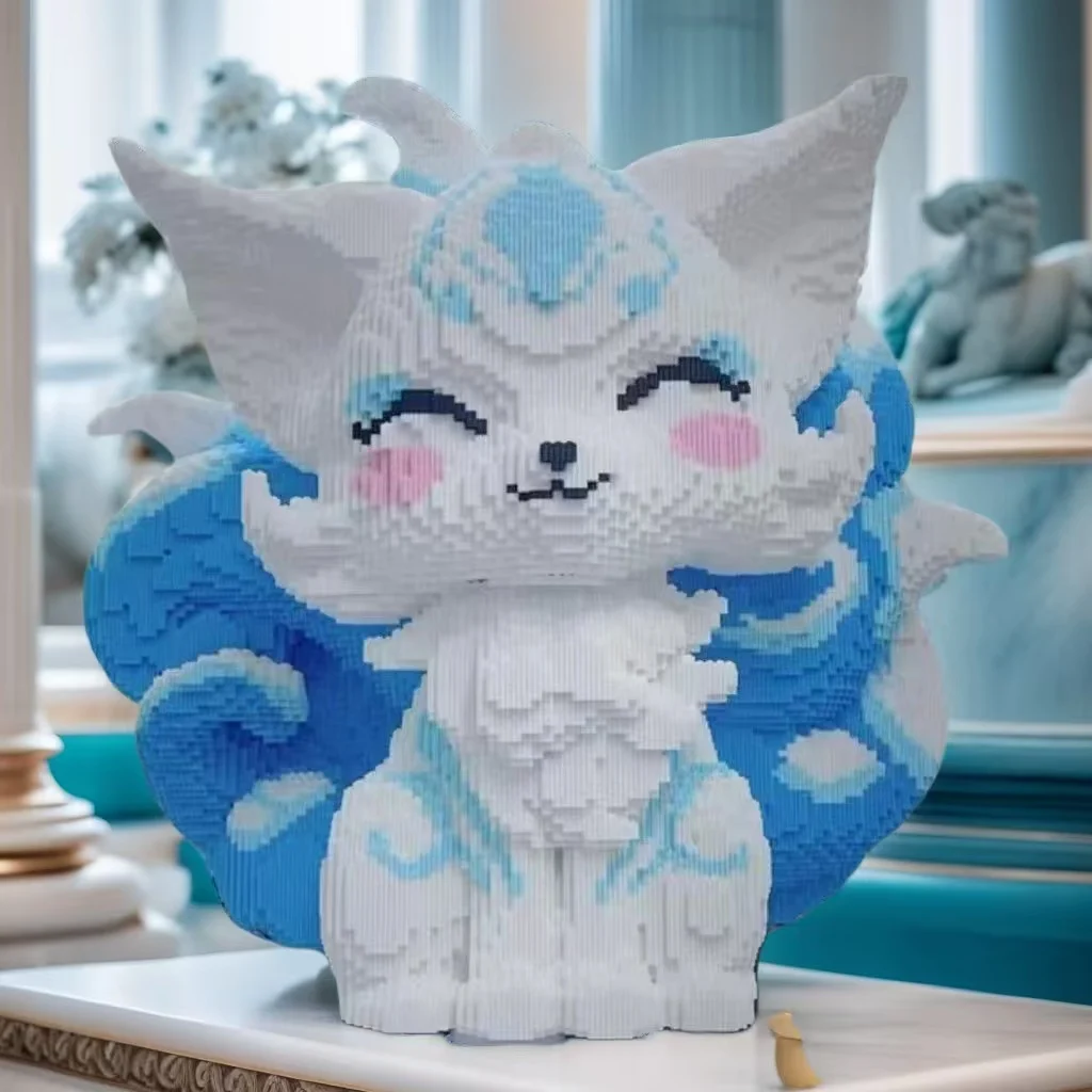 5360 pièces de blocs de construction de renard bleu à neuf queues, cadeaux d'anniversaire de vacances, décoration de bureau et de maison, jouets créatifs d'assemblage DIY pour les 14 ans et plus