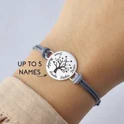 Tangula Gepersonaliseerde Aangepaste Naam Armband Mom Boom Leven Verstelbare Armband Roestvrij Staal Met Kids Namen Gift Voor Moeder Sieraden