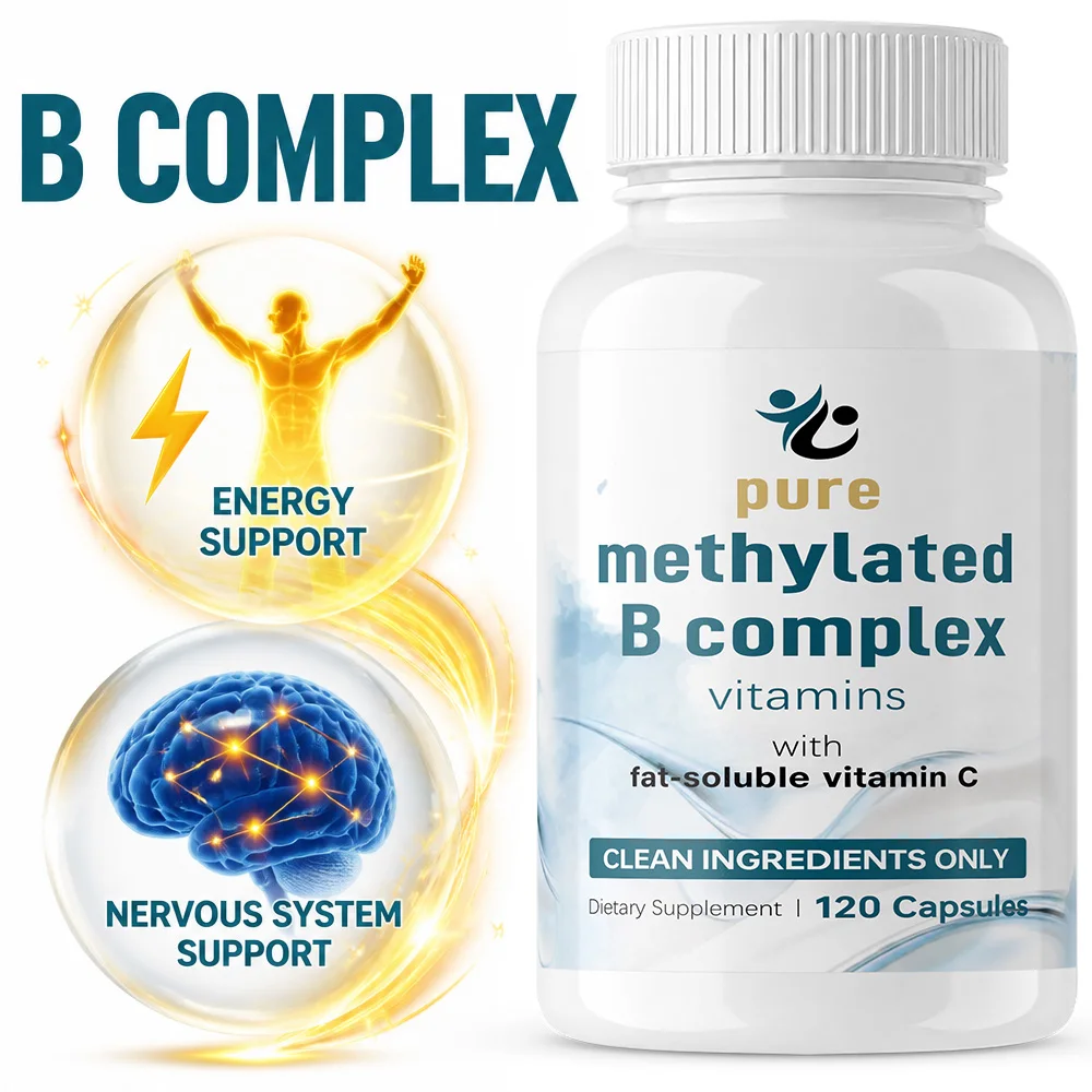 Methylated B Complex, 11-in-1 Formula with Methylfolate, B12, Inositol, Choline, & Vitamin C | Non-GMO | 120 Capsules