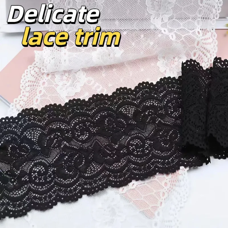 

Кружевная тесьма с цветочным узором шириной 3,94 дюйма, черно-белая, с симметричным узором лотоса, для шитья, рукоделия и DIY-аксессуаров