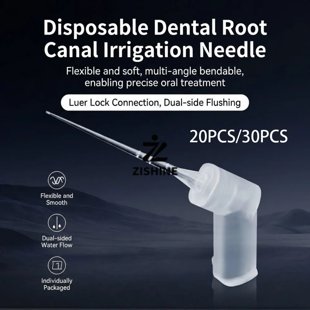 30Pcs/Box Dental Disposable Irrigation Needle Double Side Vent Flexible Bent Tip Luer Lock Root Canal Syringe Dentist Tool