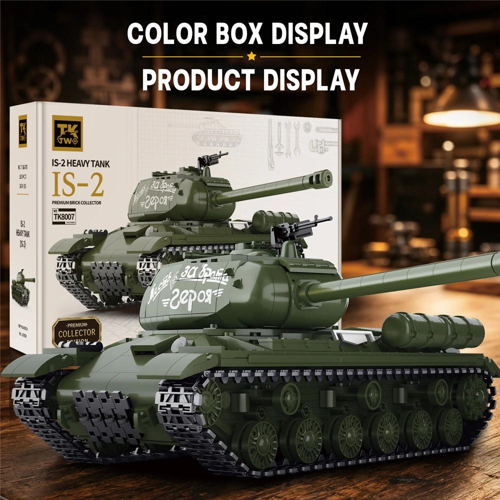 IS-2 HEAWY TANK  Panther Tiger II Tank Toy Puzzle Enlightenment Series MOC Collectible Tank Model Combined Model Birthday Gift