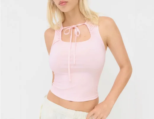 Women's Vest Summer New European American Sexy Y2K Spicy Girl Style Solid Color Simple Hollow Square Neck Design Sleeveless Vest