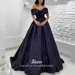 Flash Long Wedding Party Dress Women Elegant Luxury Evening Dresses Customized Navy Blue Formal Dresses for Prom Line A Gala